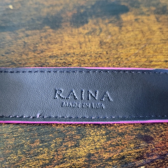 Raina Sally Hot Pink Leather Belt Gold Shell Buckle Barbiecore Preppy Vacation